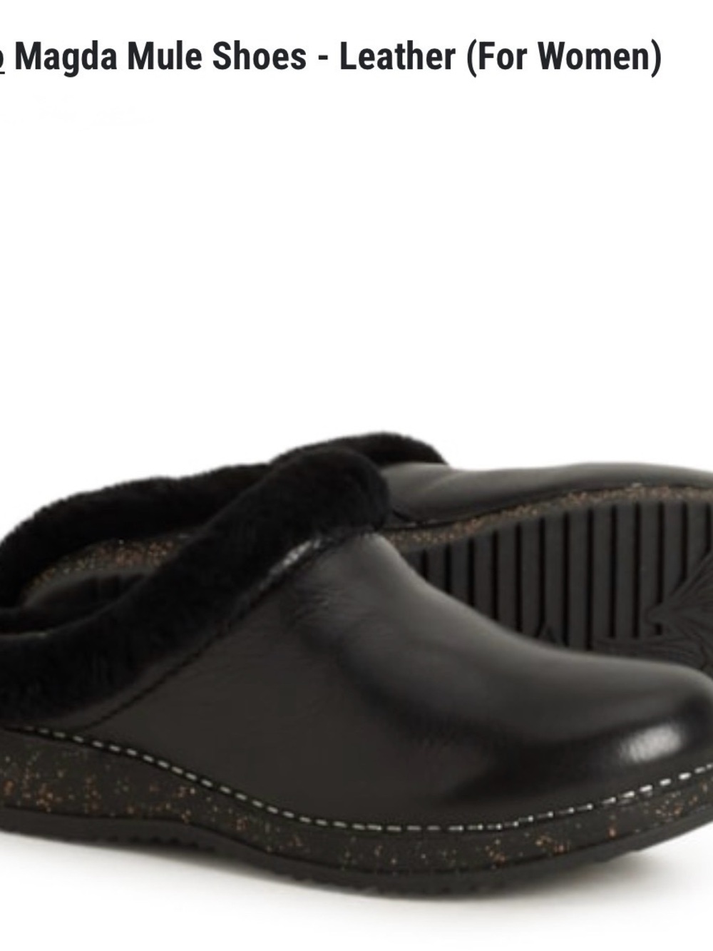 Dansko Black Leather Magda Mule Shoes (Shearling-trim Slip-On Clogs)